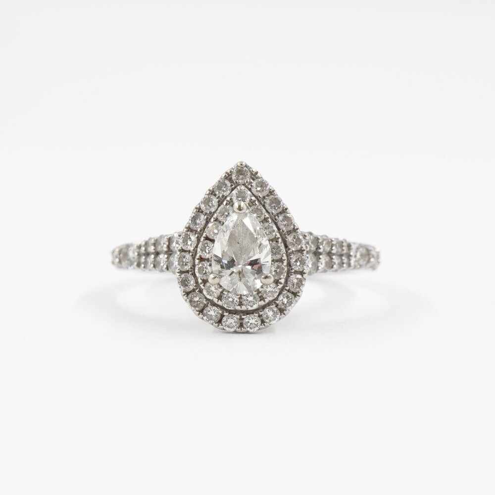 *SALE* Zales Disney Enchanted Princess Ariel Natural Diamond Pear Halo Ring 14k - Picture 10 of 11